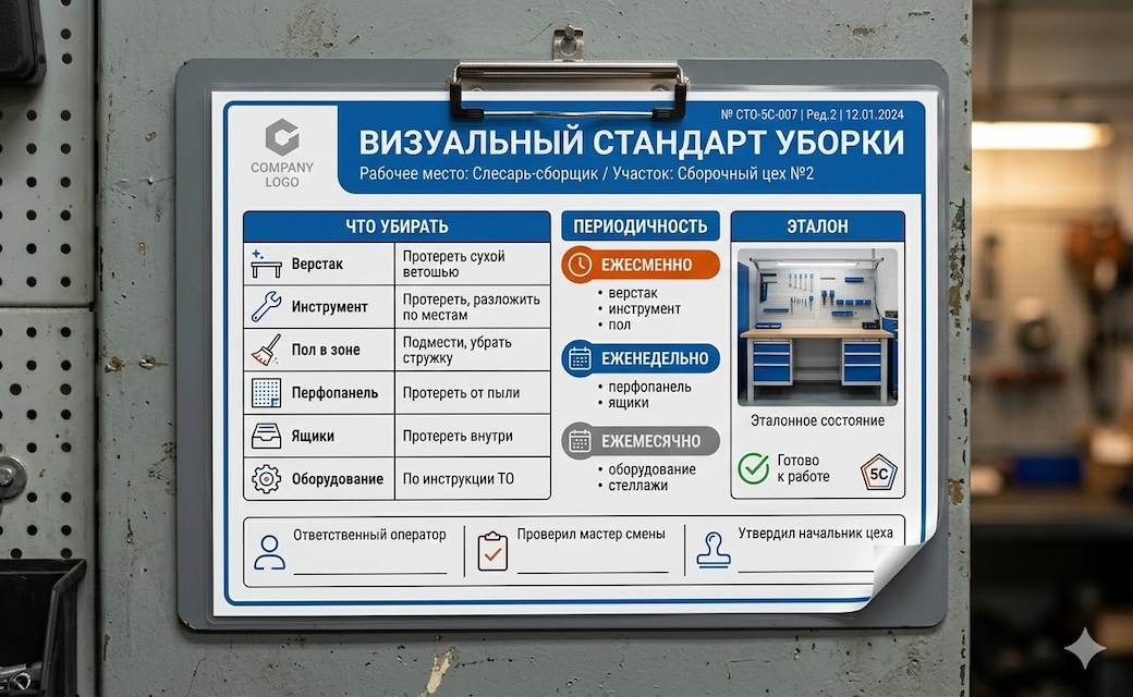 Визуальный стандарт уборки рабочего места по системе 5С